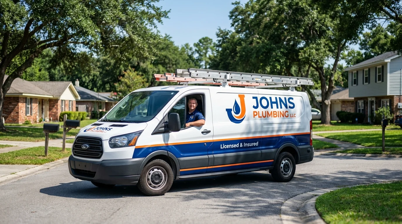 Johns Plumbing LLC service van in East Saint Louis, IL