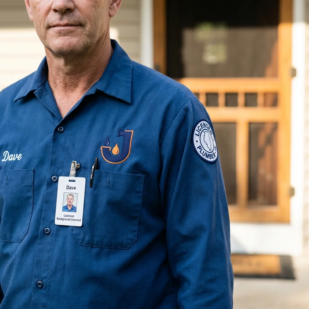 Licensed plumber showing ID badge in East Saint Louis, IL