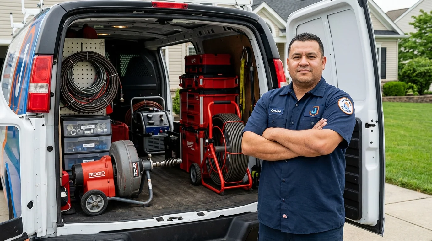 Professional drain cleaning equipment and Johns Plumbing LLC plumber in East Saint Louis