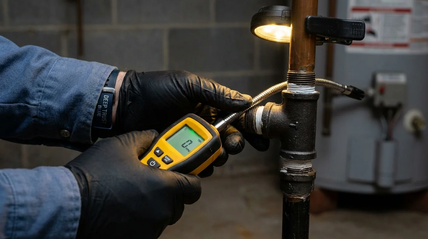 Gas leak detection with electronic sniffer by Johns Plumbing LLC in East Saint Louis