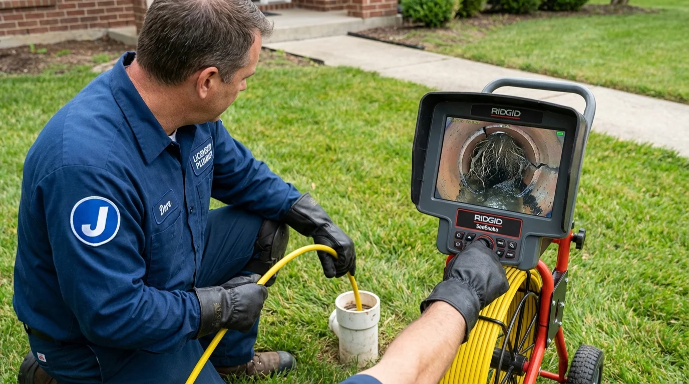 Sewer camera inspection being performed by Johns Plumbing LLC in East Saint Louis