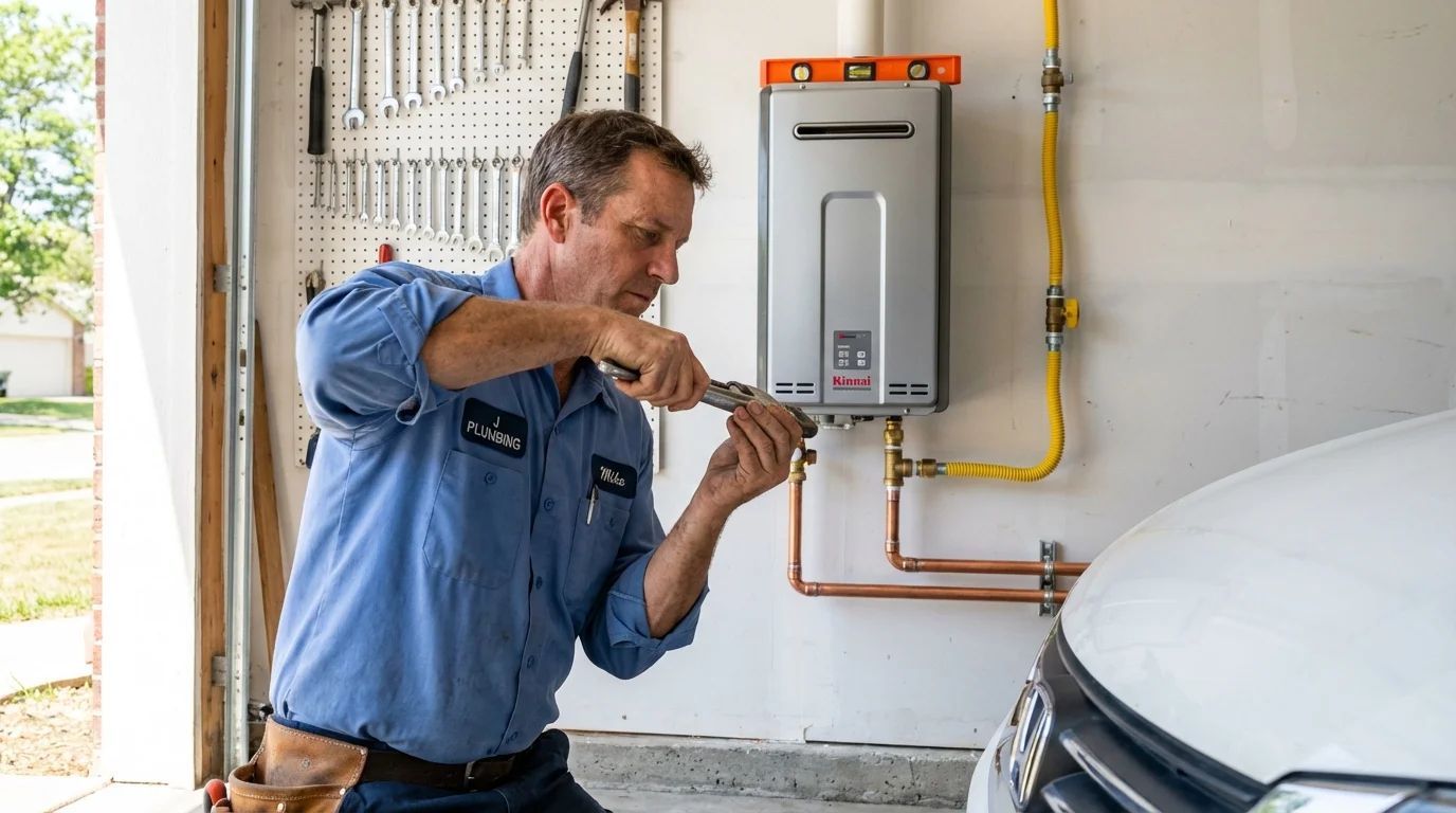 Tankless water heater installation by a Johns Plumbing LLC plumber in East Saint Louis